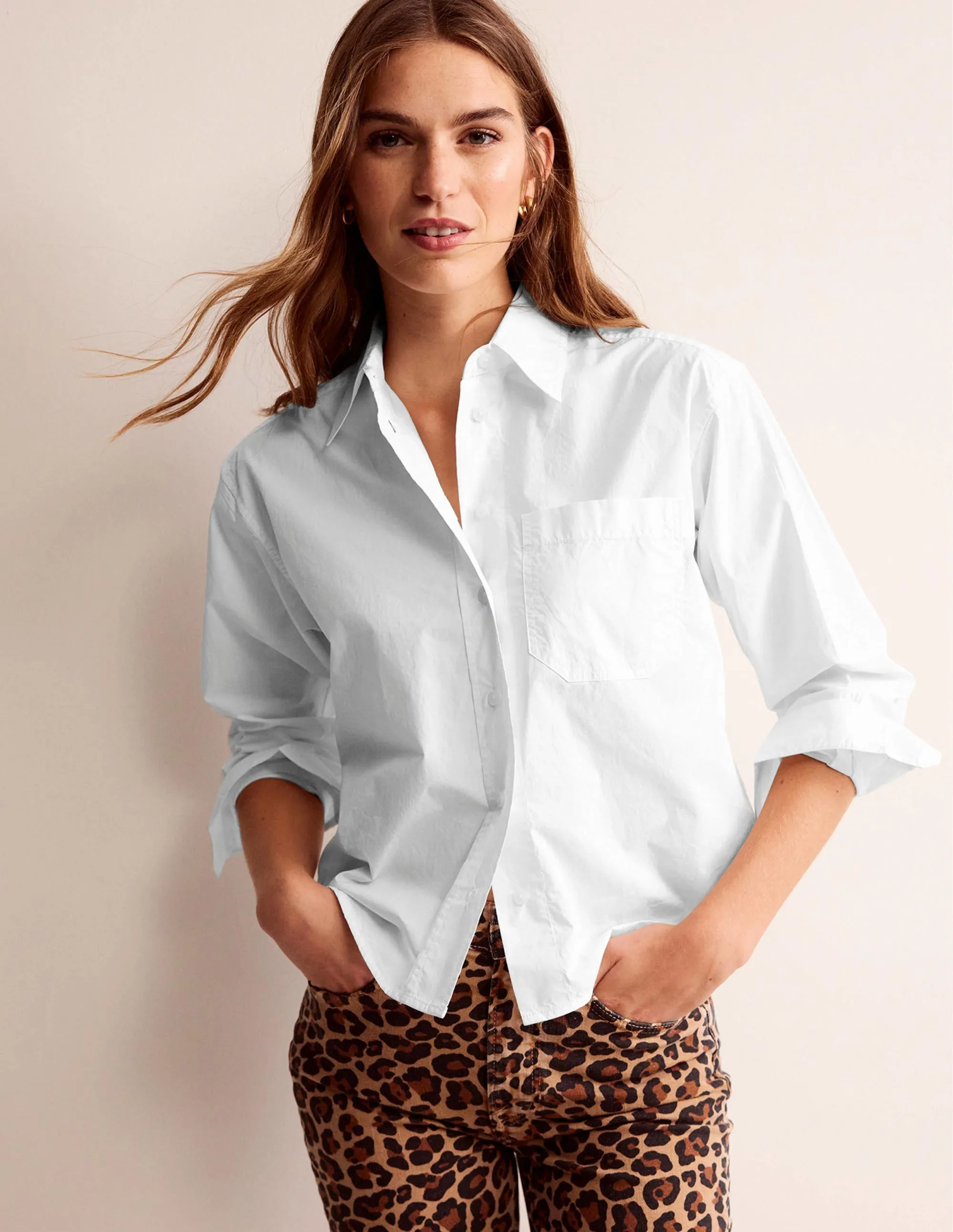 Relaxed Cotton-Poplin Shirt-White