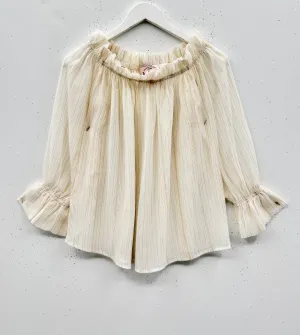 SAMPLE -Peasant Top - Sheer Ivory Lurex
