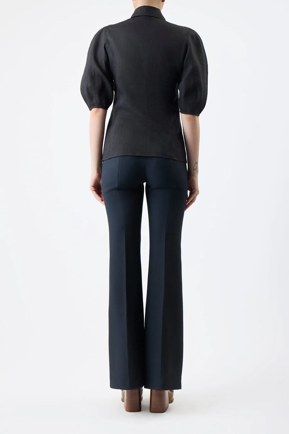 Sansi Top in Black Aloe Linen