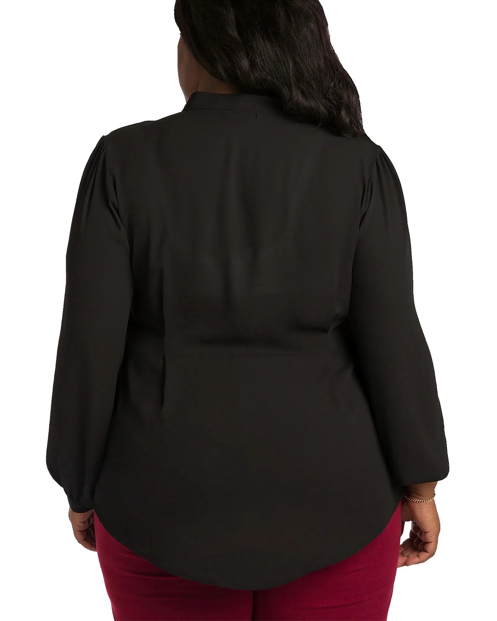 Sarah Button Up Tie Neck Blouse | Black