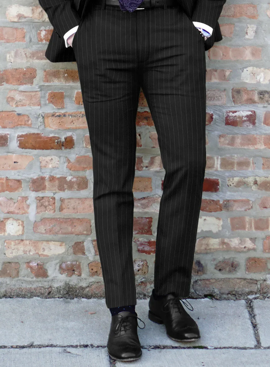 Scabal Feeje Stripe Black Wool Pants