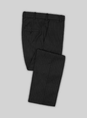 Scabal Feeje Stripe Black Wool Pants