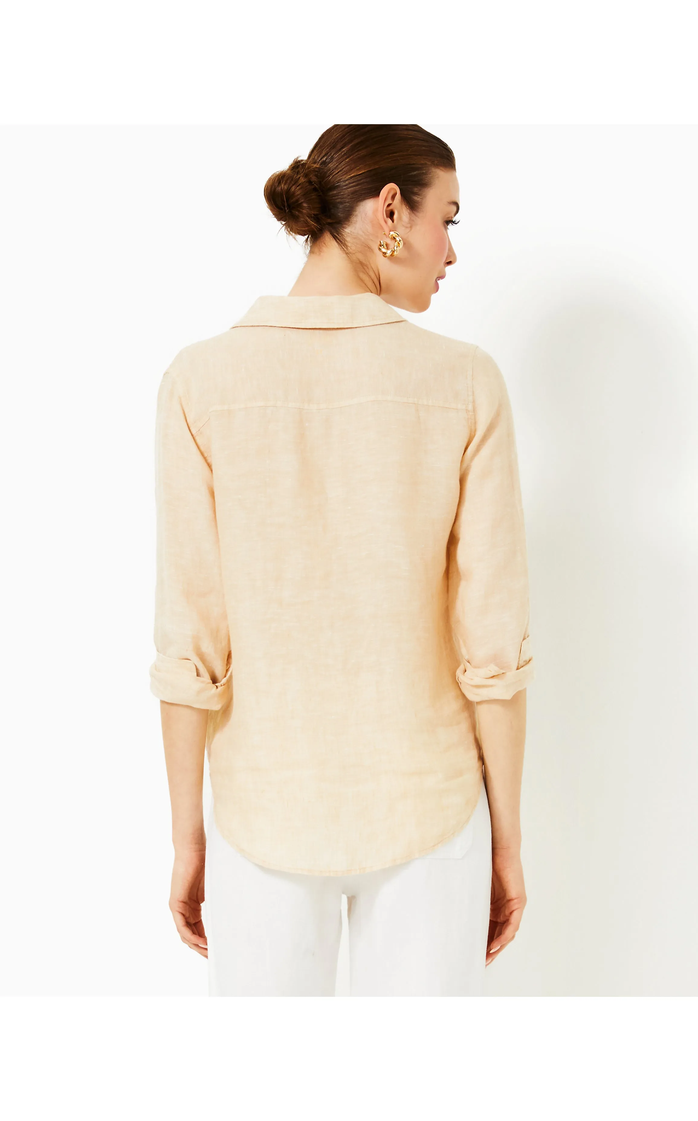 Sea View Linen Button Down Top Sand Bar X Resort White