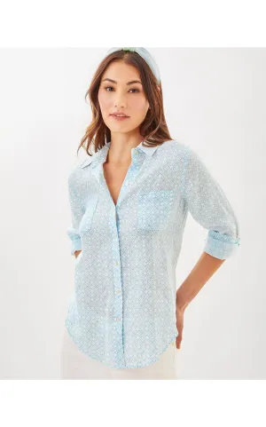 Sea View Linen Button Down Top