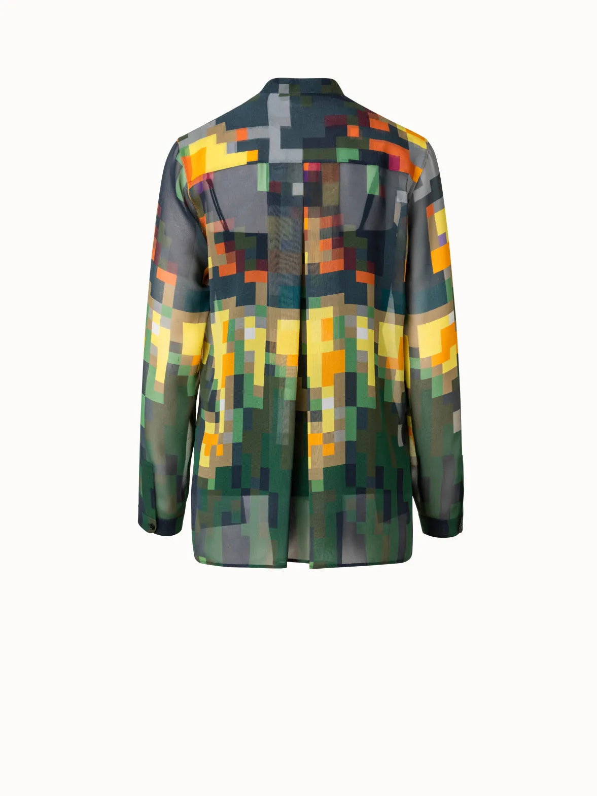 Silk Crêpe Blouse with Flowers at Home Print