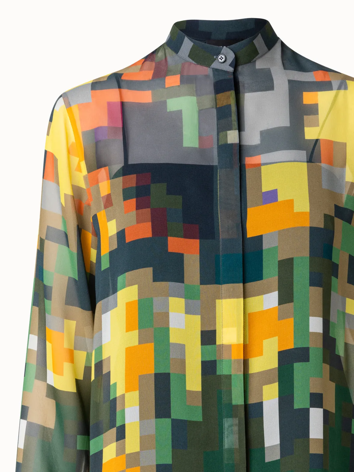 Silk Crêpe Blouse with Flowers at Home Print