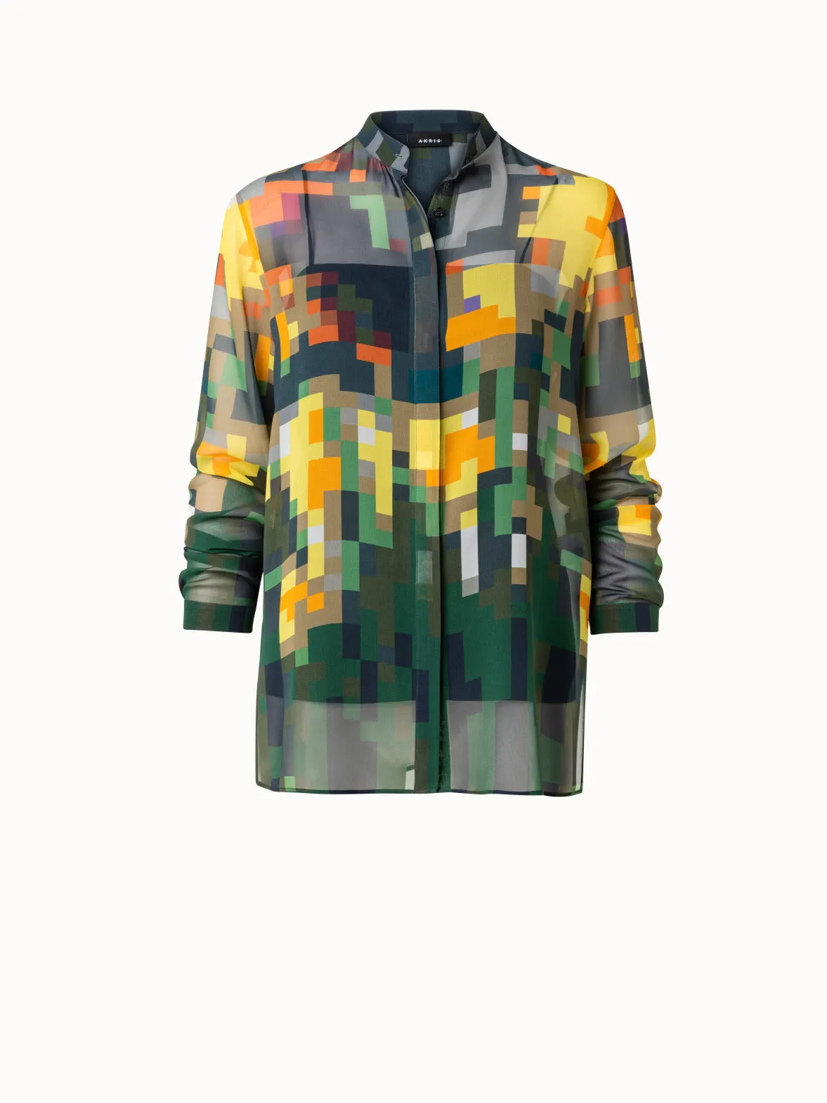 Silk Crêpe Blouse with Flowers at Home Print