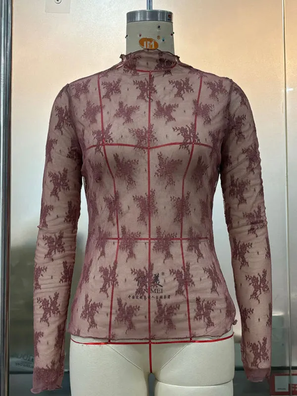 Simone New Breathable Lace Mesh Multi-Color Bottoming Shirt Sexy Hot Girl Trendy Fashion Lace Top