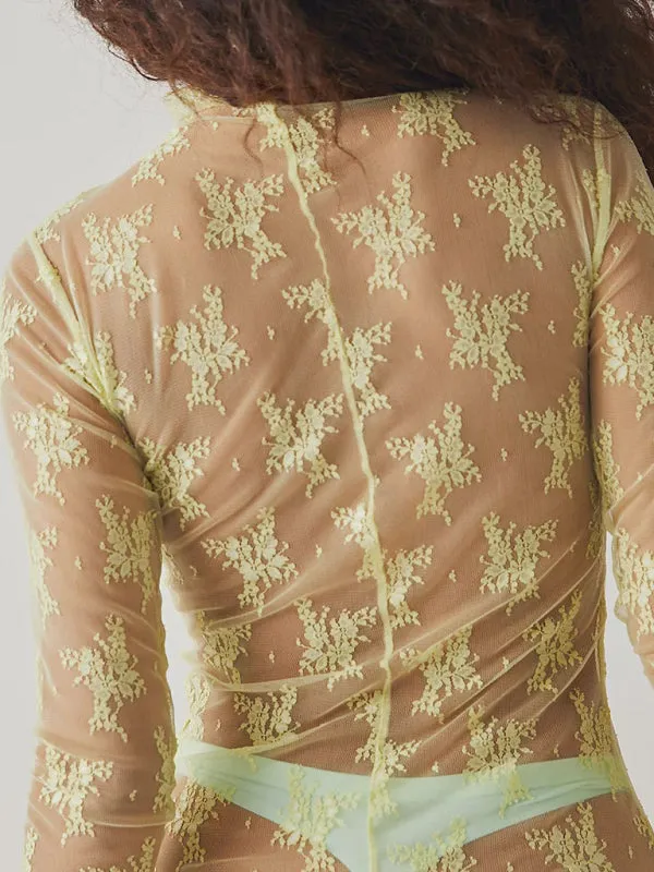 Simone New Breathable Lace Mesh Multi-Color Bottoming Shirt Sexy Hot Girl Trendy Fashion Lace Top