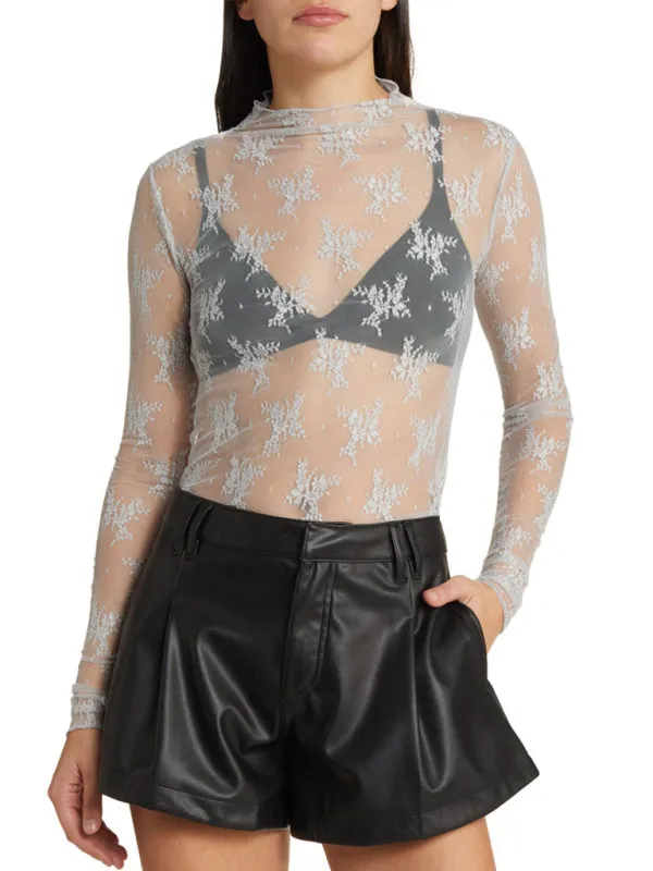 Simone New Breathable Lace Mesh Multi-Color Bottoming Shirt Sexy Hot Girl Trendy Fashion Lace Top