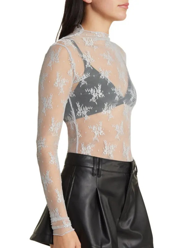 Simone New Breathable Lace Mesh Multi-Color Bottoming Shirt Sexy Hot Girl Trendy Fashion Lace Top