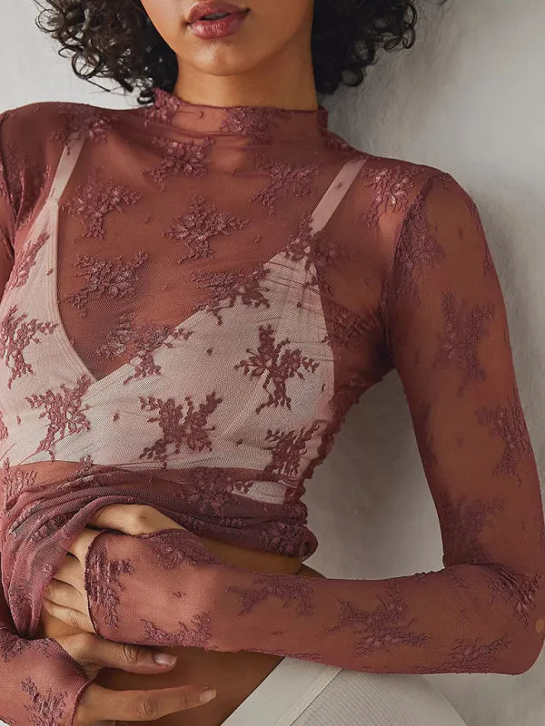Simone New Breathable Lace Mesh Multi-Color Bottoming Shirt Sexy Hot Girl Trendy Fashion Lace Top