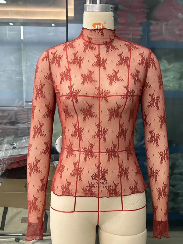 Simone New Breathable Lace Mesh Multi-Color Bottoming Shirt Sexy Hot Girl Trendy Fashion Lace Top