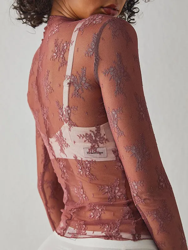 Simone New Breathable Lace Mesh Multi-Color Bottoming Shirt Sexy Hot Girl Trendy Fashion Lace Top