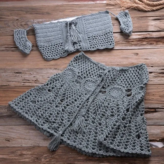 Sitting On The Dock Crochet Skirt Sets