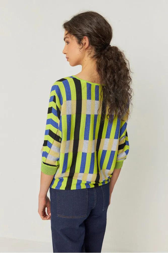 SKFK Naike Blue & Green Grid Sweater