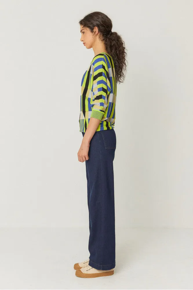 SKFK Naike Blue & Green Grid Sweater