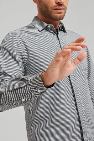Slim Fit Striped Cotton Shirt