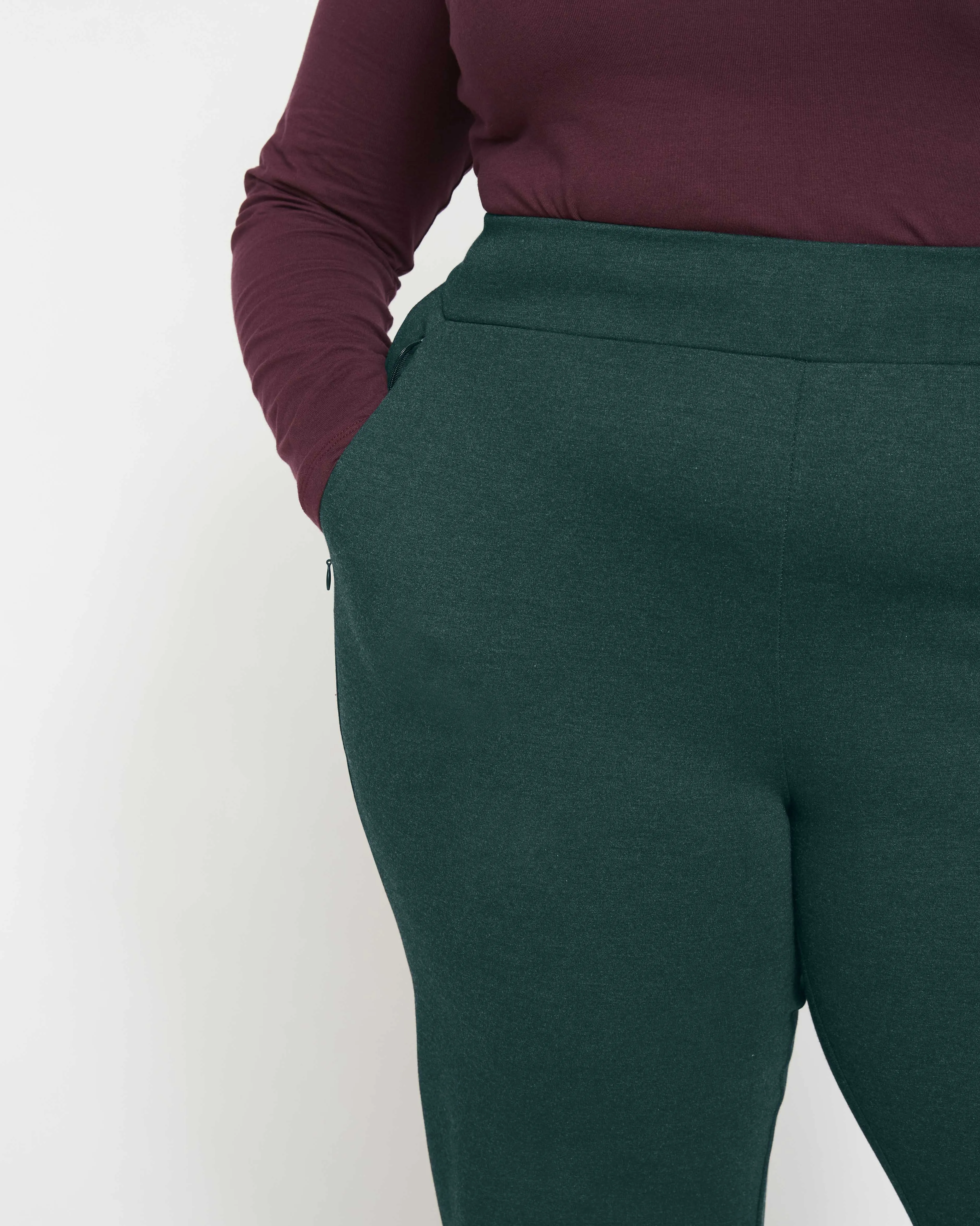 Smart Signature Ponte Pants Long - Forest Green