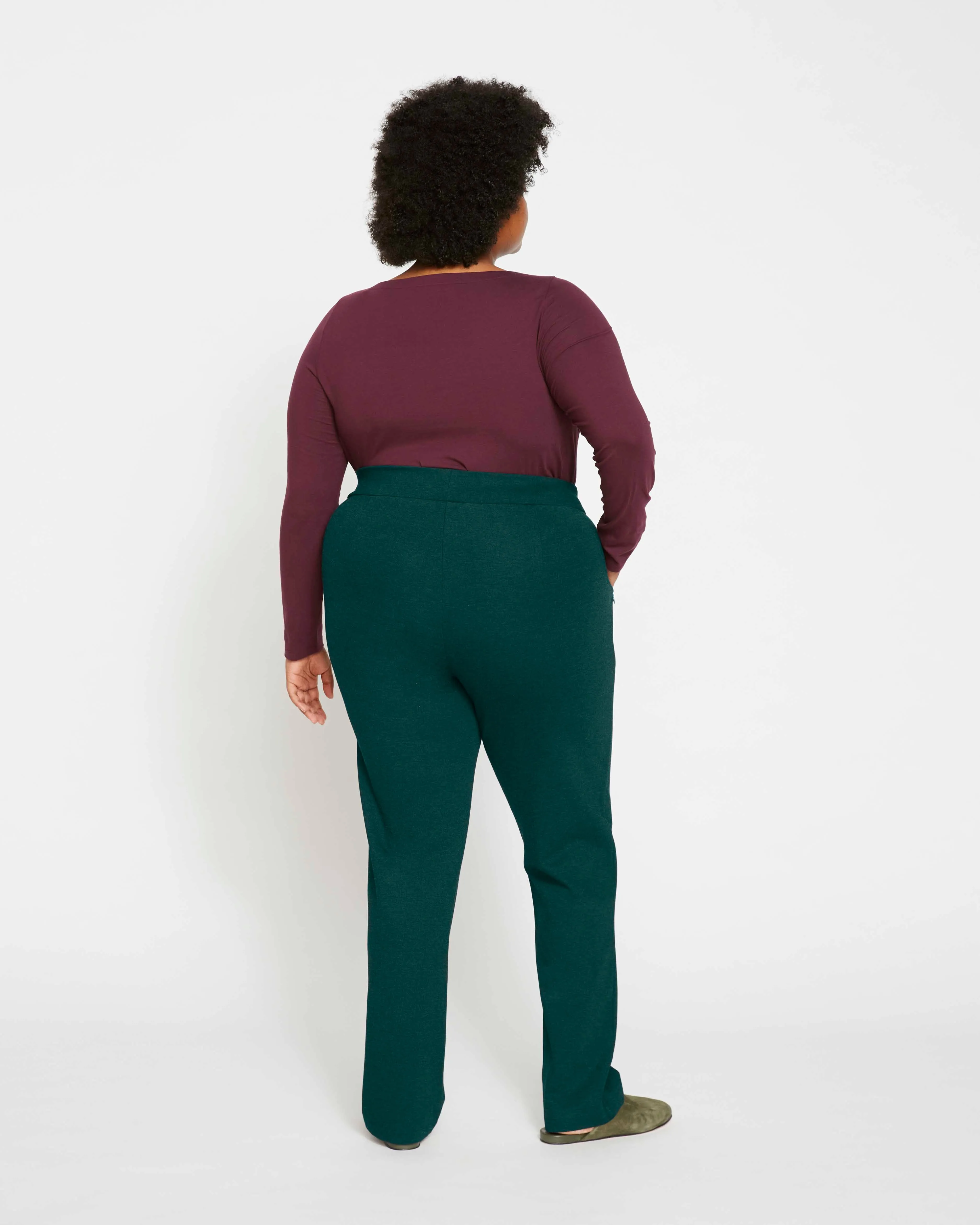 Smart Signature Ponte Pants Long - Forest Green