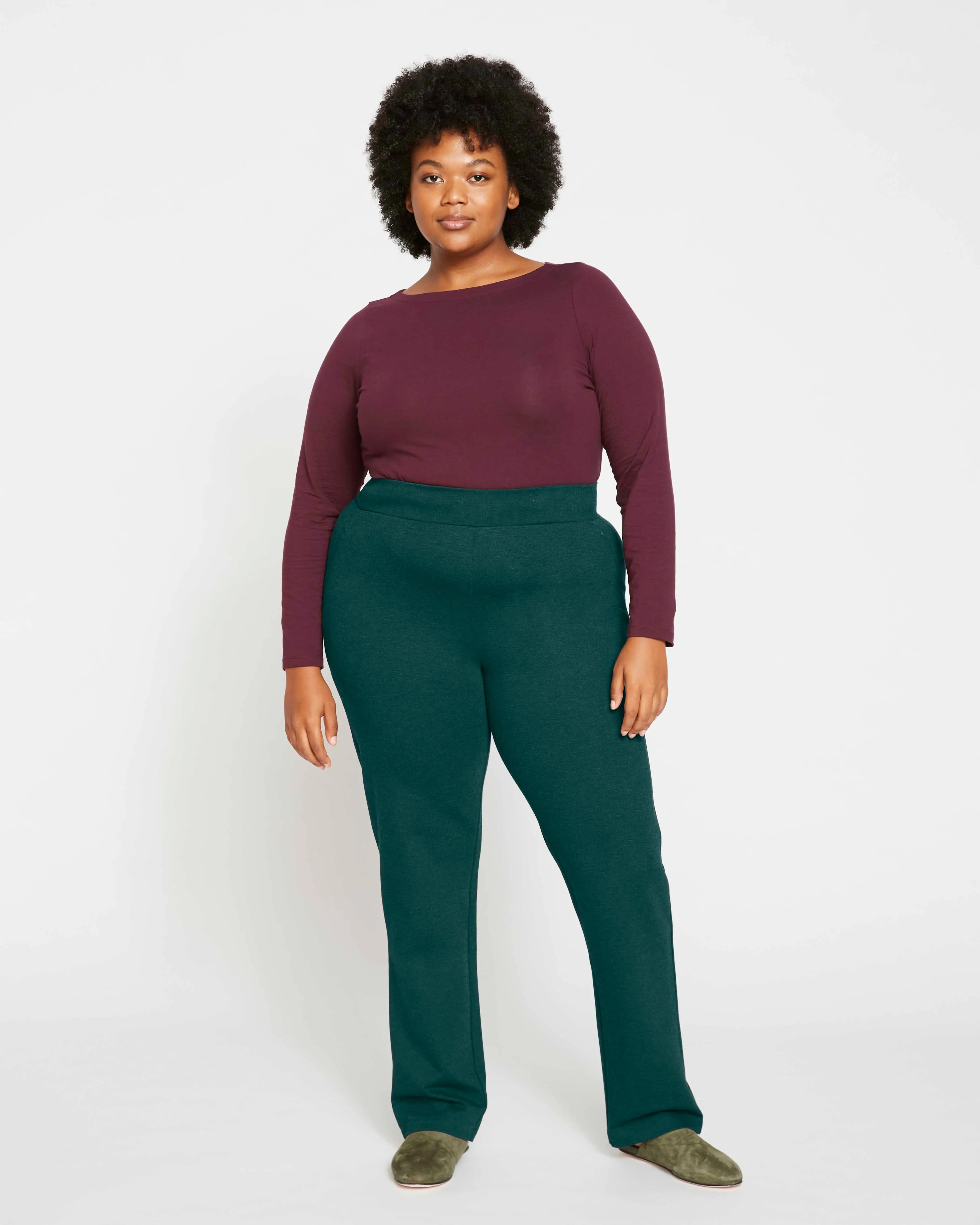 Smart Signature Ponte Pants Long - Forest Green
