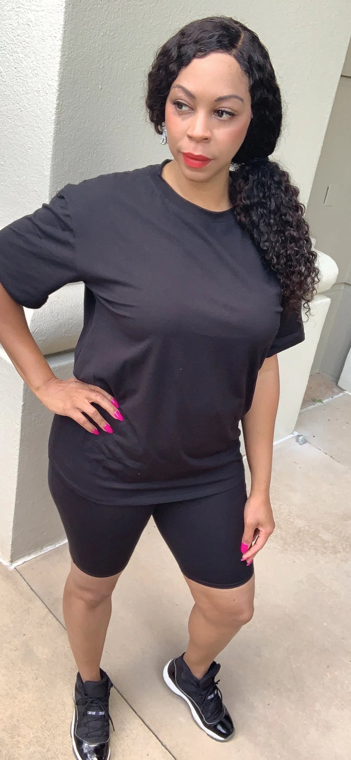 Solid T Shirt & Biker Shorts Set ***(COTTON-SPANDEX MATERIAL for Stretch)MULTIPLE COLORS IN STOCK‼️