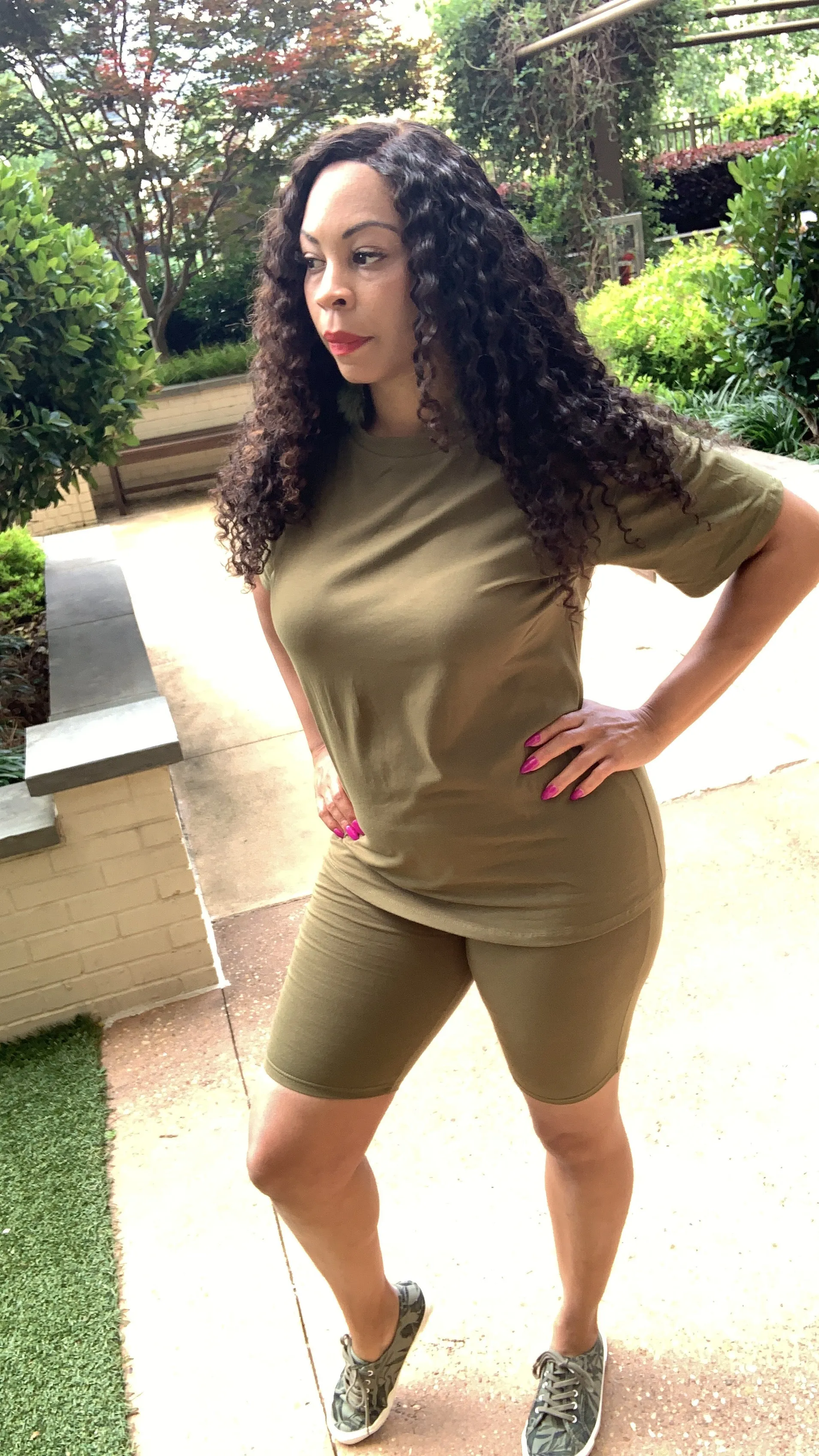 Solid T Shirt & Biker Shorts Set ***(COTTON-SPANDEX MATERIAL for Stretch)MULTIPLE COLORS IN STOCK‼️