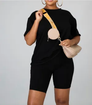 Solid T Shirt & Biker Shorts Set ***(COTTON-SPANDEX MATERIAL for Stretch)MULTIPLE COLORS IN STOCK‼️