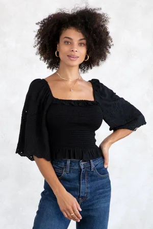 Sophia Smocked Eyelet Top
