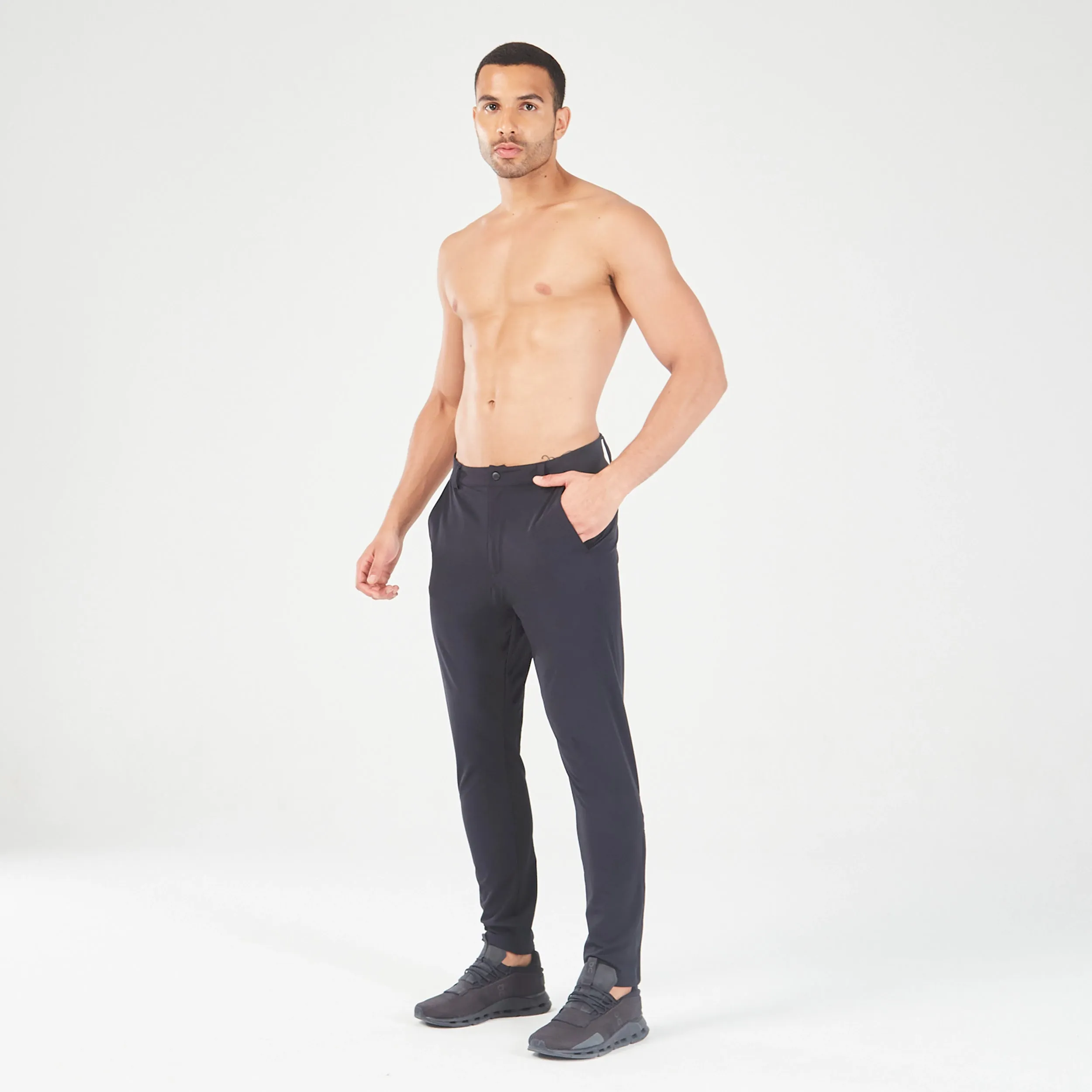 Statement Ribbed Smart Pants - Black