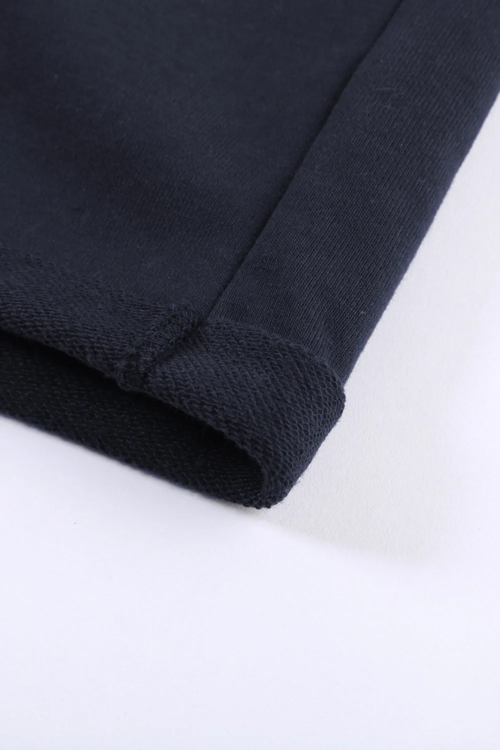 Summer Women Navy Blue Tie Waist Side Pockets Cuffed Lounge Shorts