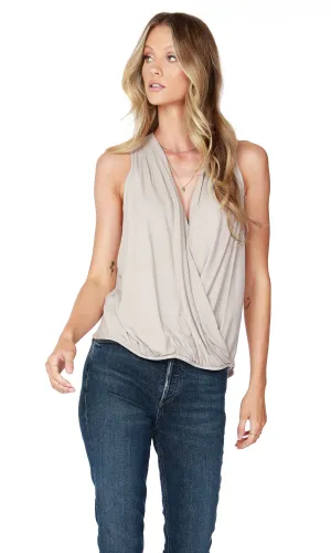 Surplice Sleeveless Pleated Blouse