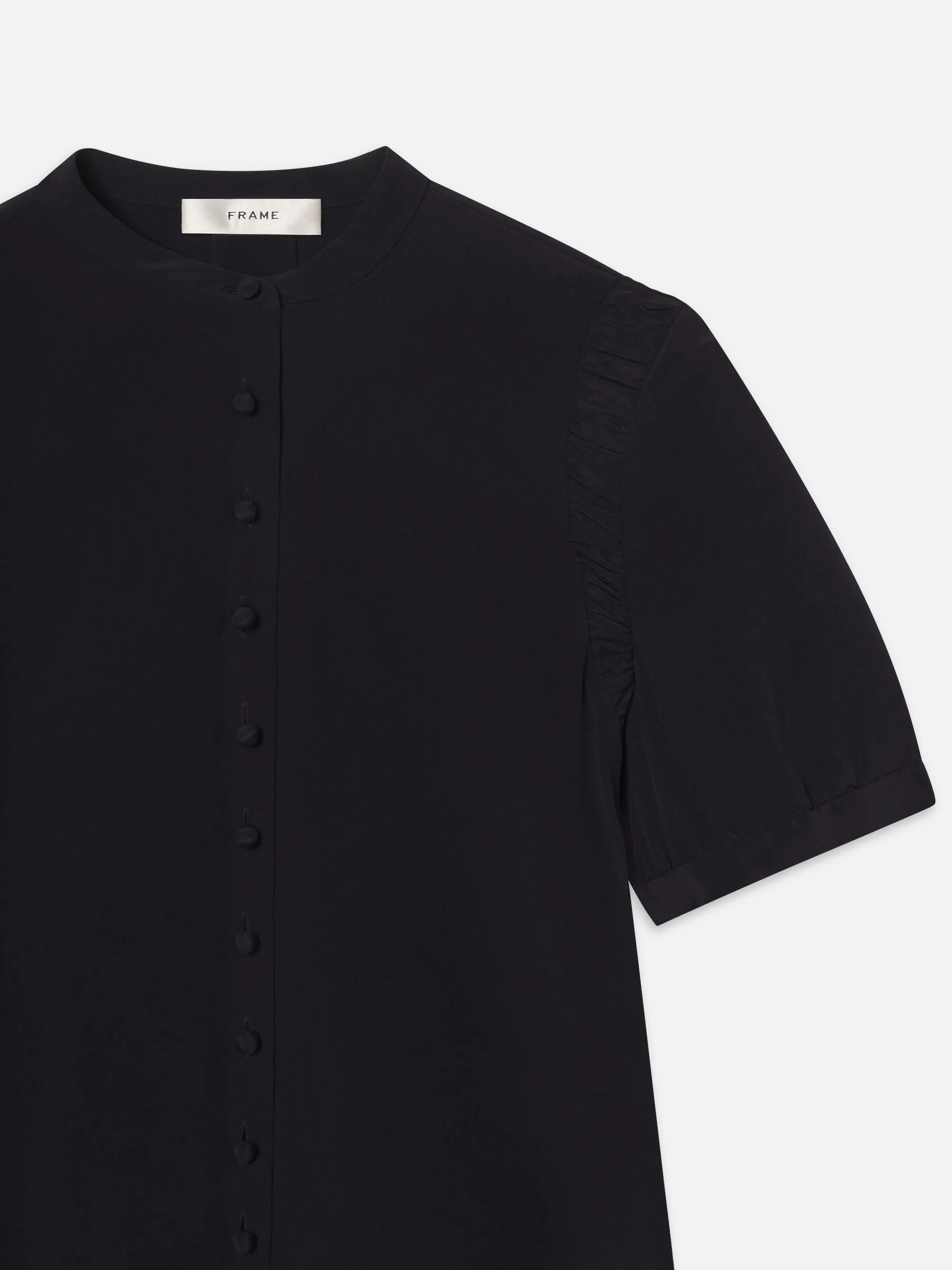 The Silk Gathered Top -- Navy