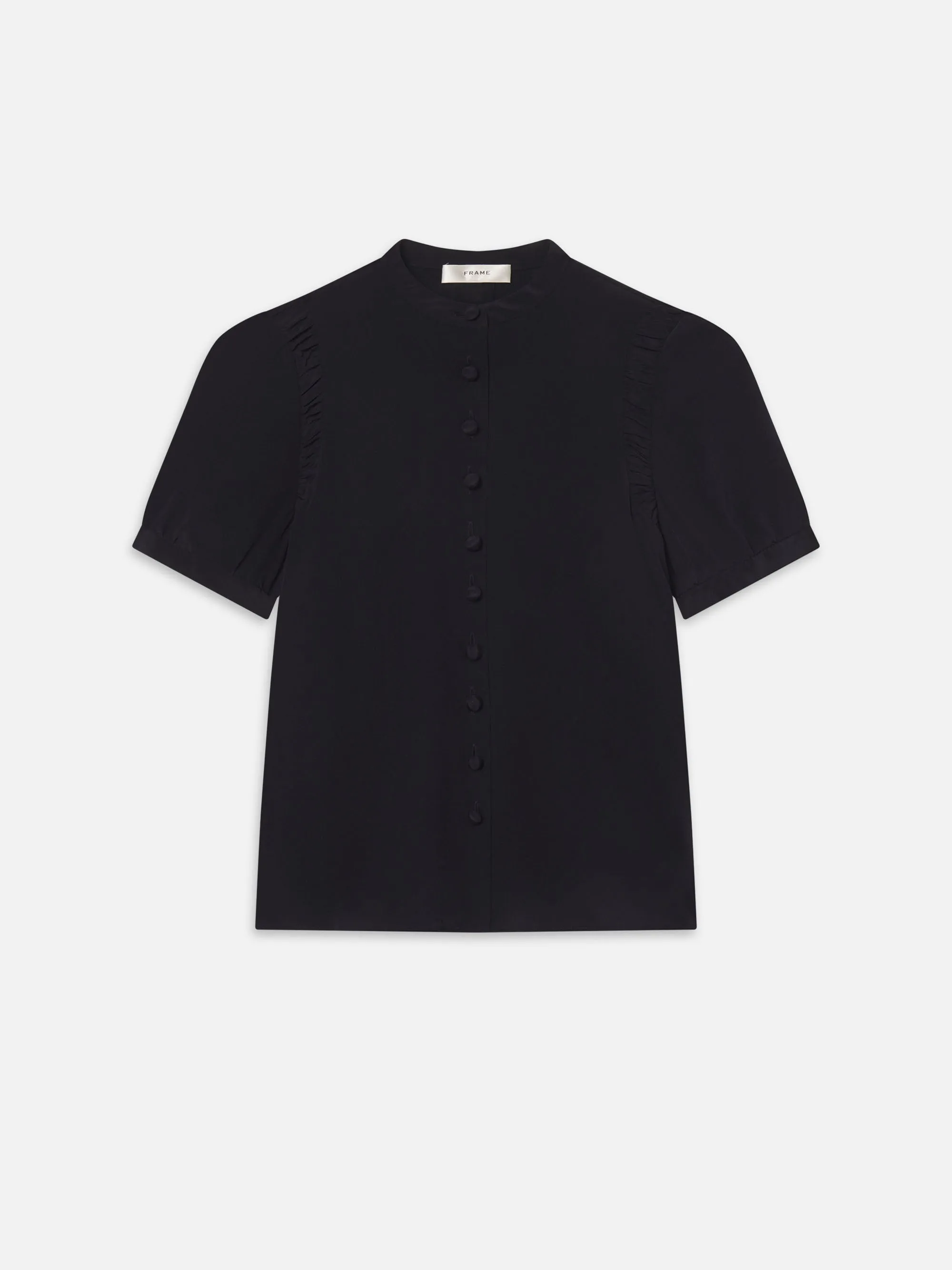 The Silk Gathered Top -- Navy