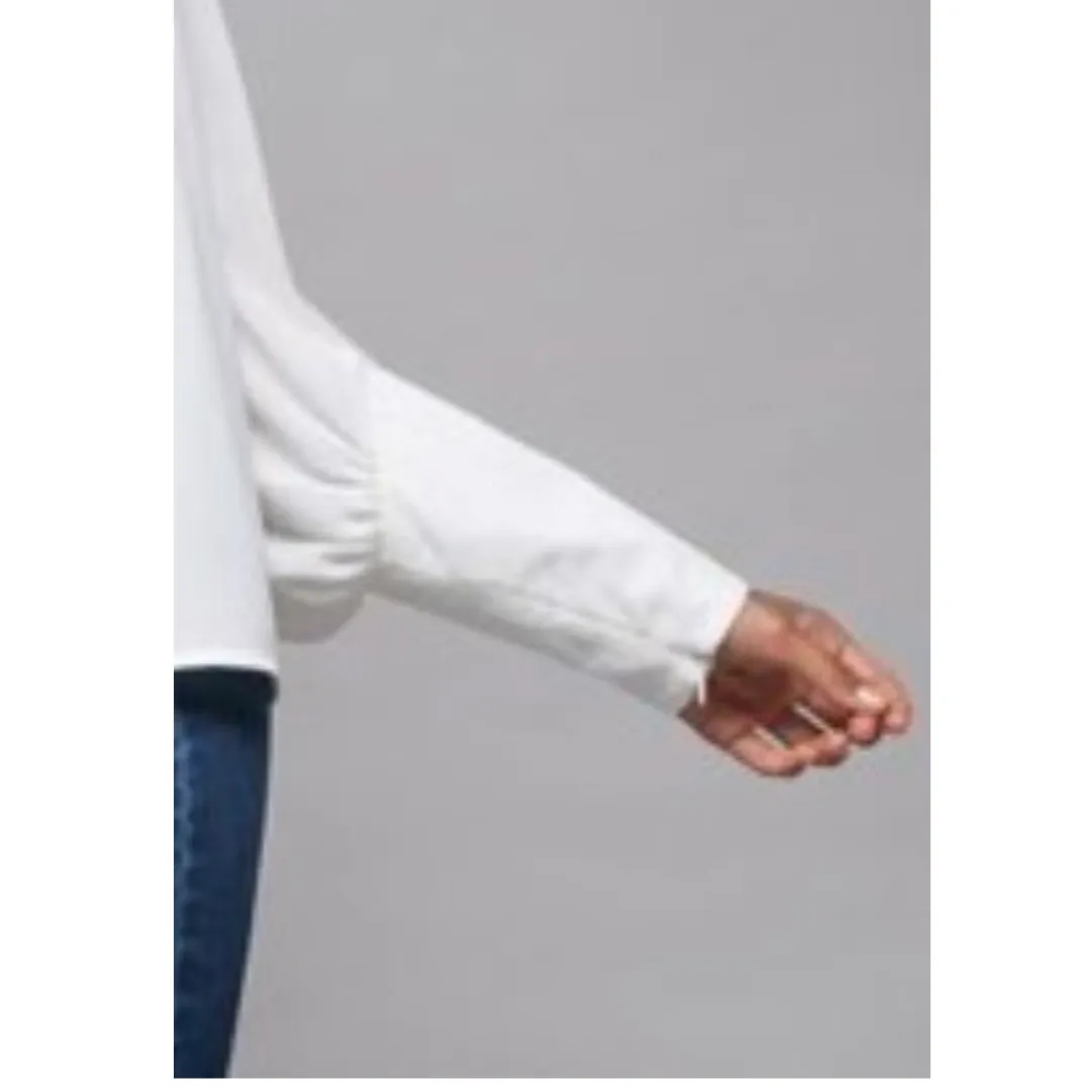 Thoughful Charm Off-White Bishop Sleeve Dressy Blouse