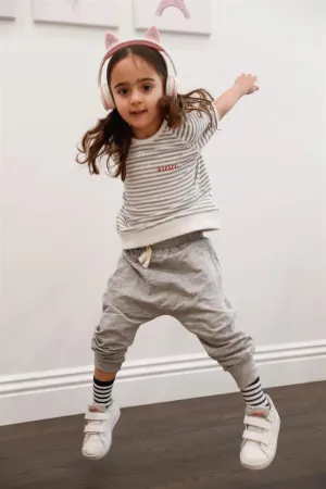 Toddler Little Girls "Merci" Cotton Stripe Short Sleeve Top