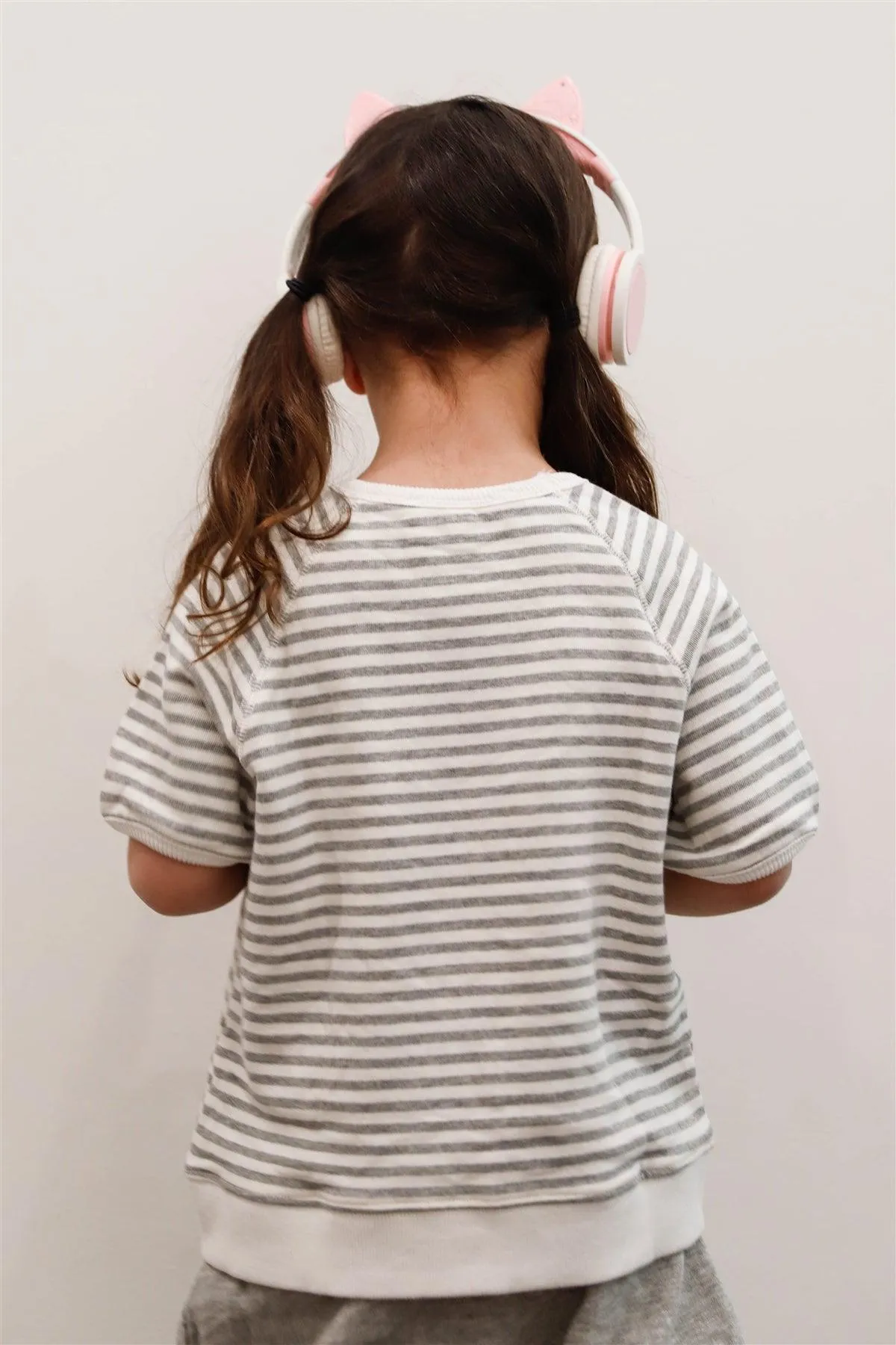 Toddler Little Girls "Merci" Cotton Stripe Short Sleeve Top