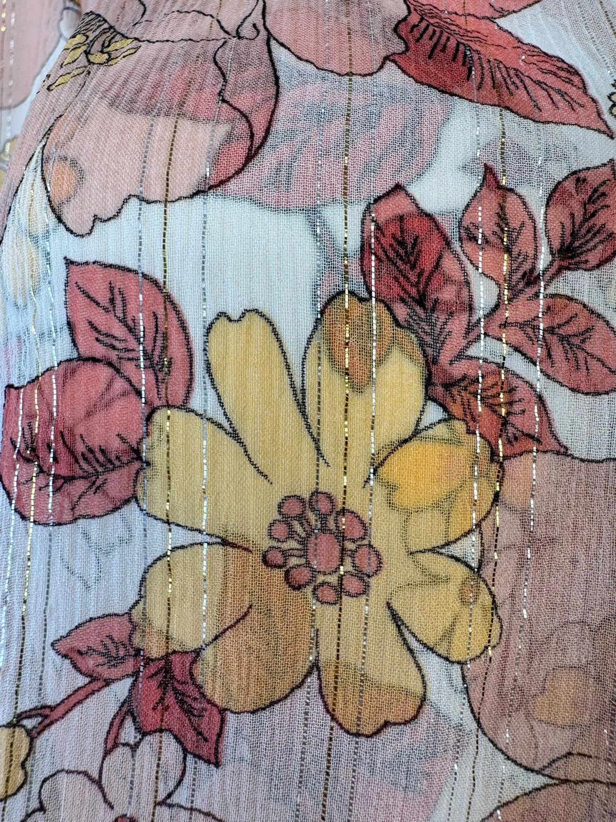 VERONICA BEARD MILAN METALLIC FLORAL PRINT SILK BLEND GEORGETTE BLOUSE