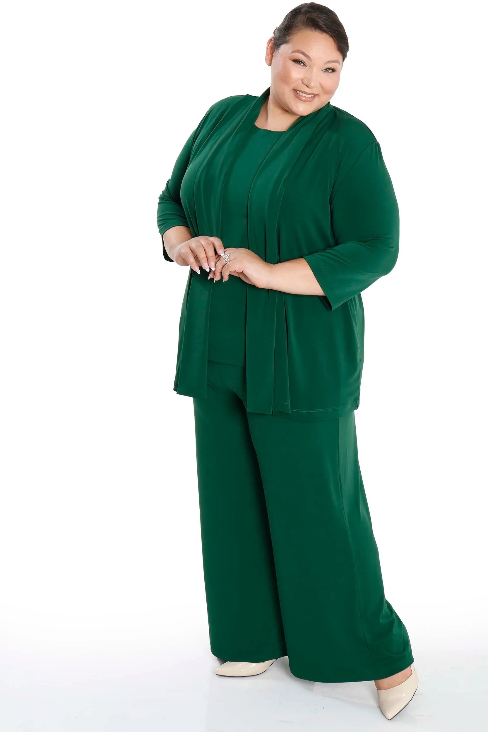 Vikki Vi Jersey Pine Wide Leg Pull on Pant