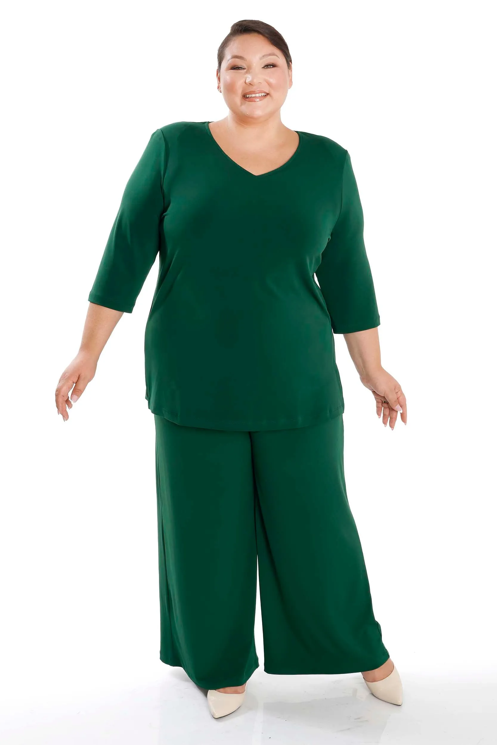 Vikki Vi Jersey Pine Wide Leg Pull on Pant