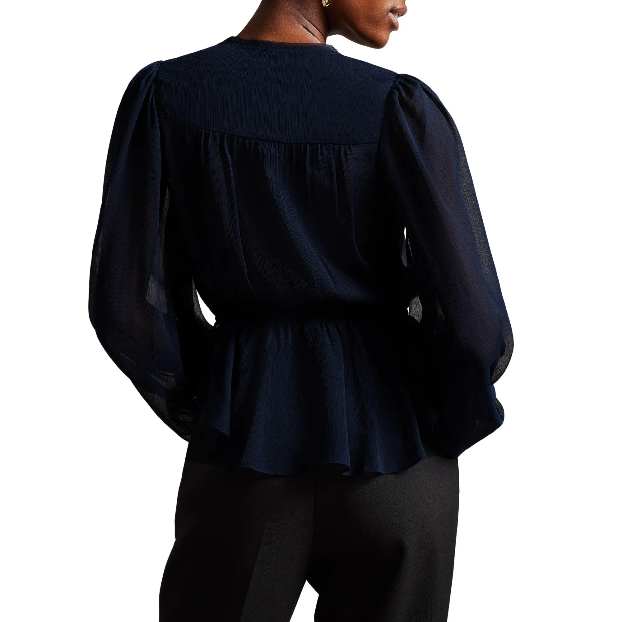 Women Wmb-Frasiah-Tie Front Blouse - Dk-Blue