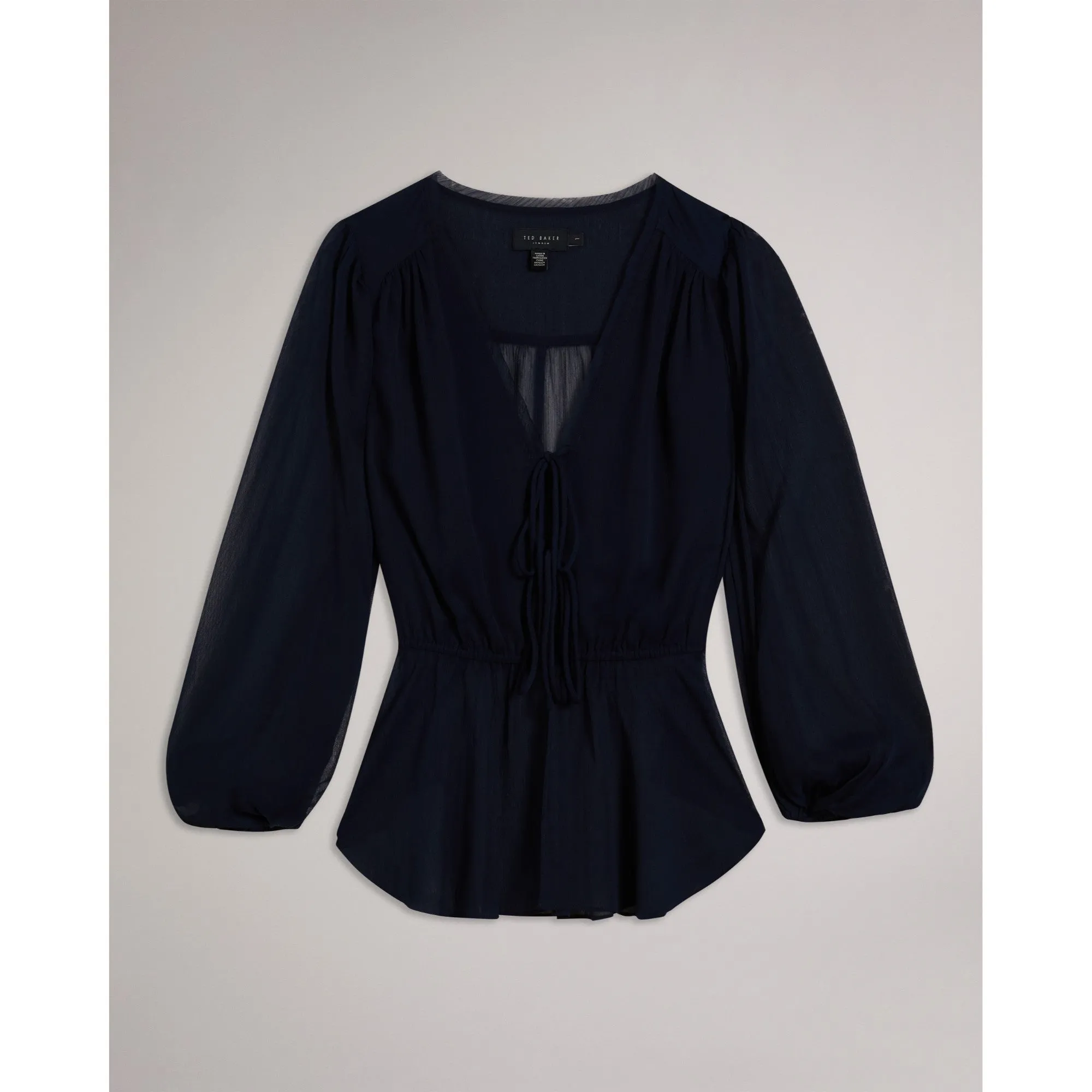 Women Wmb-Frasiah-Tie Front Blouse - Dk-Blue